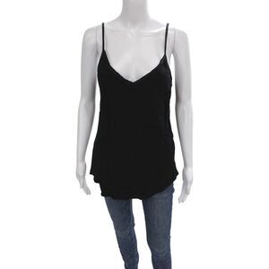Elaine Kim Womens Black V-Neck Basic Camisole 100% Viscose Size M